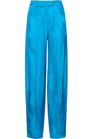 The Attico Jagger Logo Jacquard Satin Wide Pants