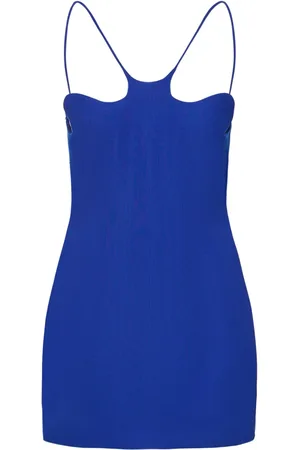 Monot Wavy Neck Crepe Sleeveless Mini Dress