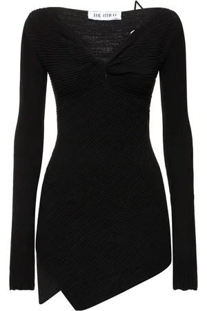The Attico Desai Asymmetric Viscose Knit Mini Dress