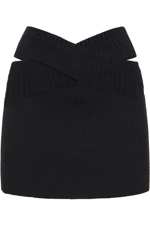 DION LEE Crossed Rib Knit Viscose Mini Skirt