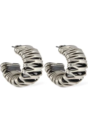 SO-LE STUDIO Caterpillar Leather Hoop Earrings