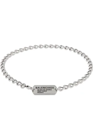 Balenciaga Logo Tag Brass Chain Choker Necklace