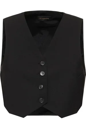 The Andamane Nadine Cropped Stretch Wool Blend Vest
