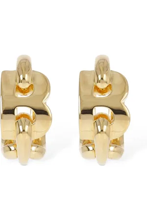 Balenciaga B Chain Brass Hoop Earrings