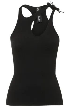 ANDREADAMO Ribbed Jersey Top W/ Double Straps