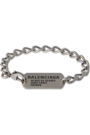 Balenciaga Logo Tag Brass Chain Bracelet