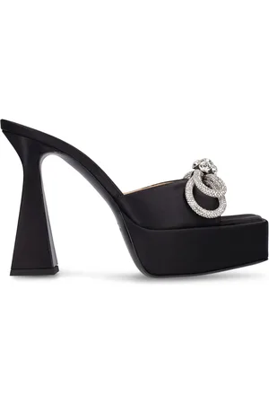 Mach & Mach 140mm Double Bow Satin Mules