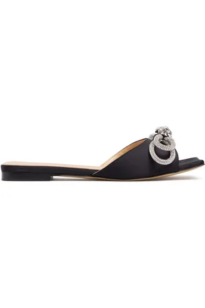 Mach & Mach 10mm Double Bow Satin Slide Sandals