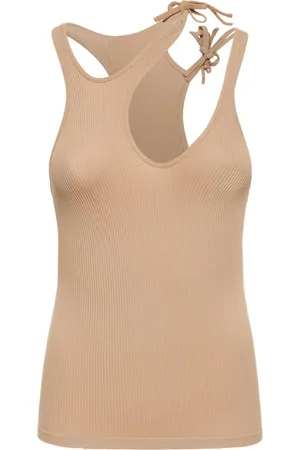 ANDREADAMO Ribbed Jersey Top W/ Double Straps