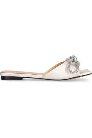Mach & Mach 10mm Double Bow Satin Slide Sandals