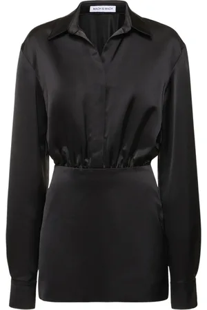 Mach & Mach Karma Flower Satin Mini Shirt Dress