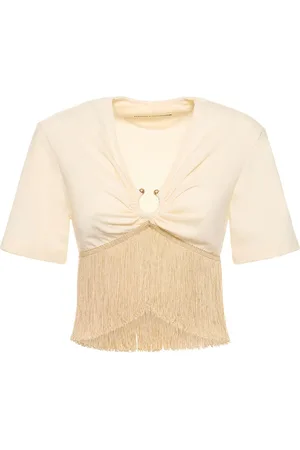 Paco rabanne Jersey Fringed Crop T-shirt