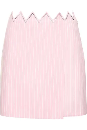 Mach & Mach Embellished Striped Cotton Mini Skirt