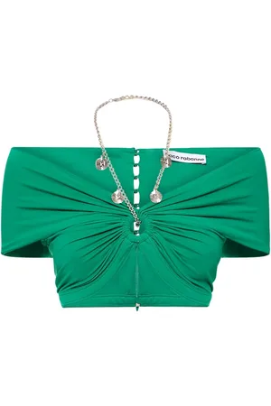 Paco rabanne Jersey Chain Embellished Crop Top