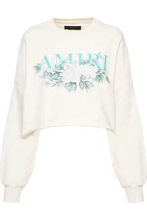 AMIRI Floral Logo Print Crop Jersey Sweatshirt