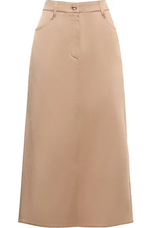Brunello Cucinelli High Rise Cady Midi Skirt