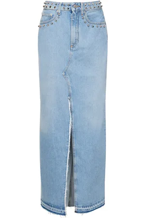 Alessandra Rich Studded Denim Long Skirt