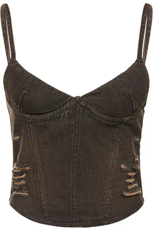 Miaou Kiko Cotton Denim Corset Top