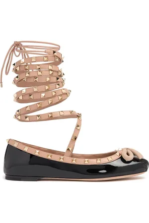 VALENTINO GARAVANI 5mm Rockstud Patent Leather Flats