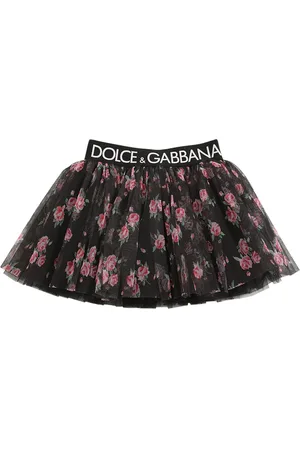 Dolce & Gabbana Printed Tulle Mini Skirt W/logo Tape