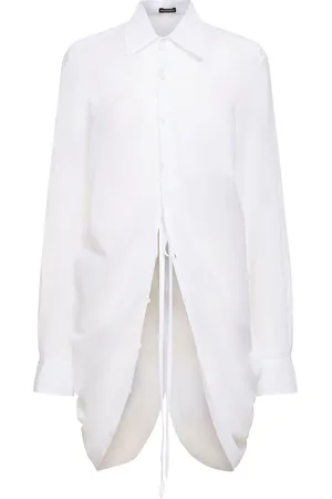 ANN DEMEULEMEESTER Gabi Long Draped Cotton Voile Shirt