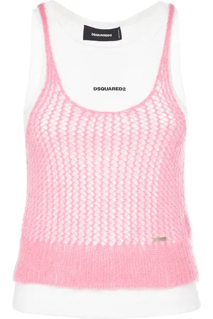 Dsquared2 Layered Mohair Blend & Jersey Tank Top