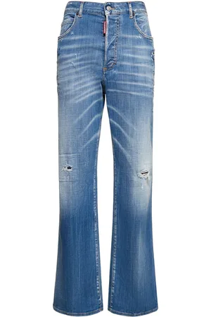 Dsquared2 Roadie Distressed Mid-rise Wide Jeans