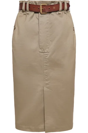 Saint Laurent Cotton Gabardine Midi Skirt