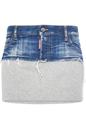 Dsquared2 Denim & Jersey Low Rise Mini Skirt