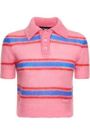 Dsquared2 Striped Mohair Blend Knit Polo