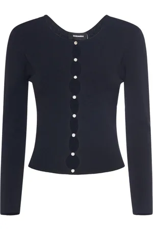 Dsquared2 Viscose Blend Knit Cutout Top W/pearls