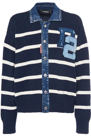 Dsquared2 Knit Cotton & Denim Cardigan
