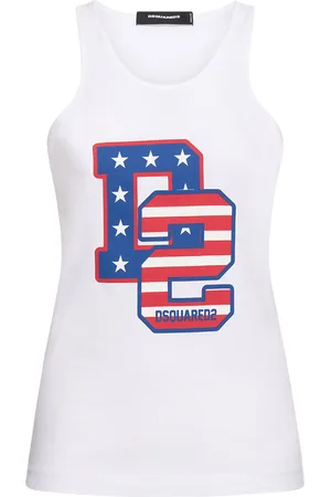 Dsquared2 Usa Logo Printed Cotton Tank Top