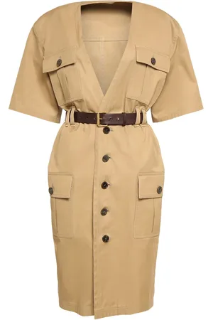 Saint Laurent Cotton Twill Midi Dress