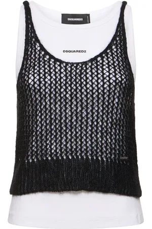 Dsquared2 Layered Mohair Blend & Jersey Tank Top