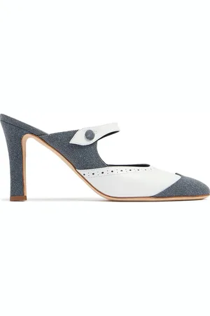 Manolo Blahnik 90mm Agathanu & Leather Mules