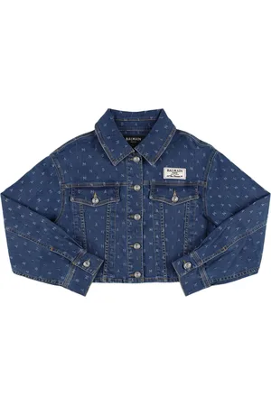 Balmain Logo Print Cotton Denim Jacket