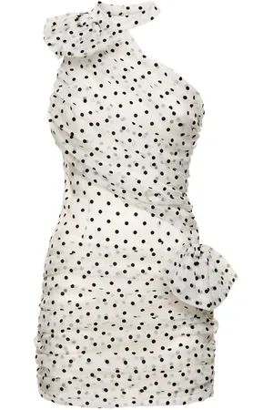 Alessandra Rich Flocked Polka Dot Silk Organza Dress