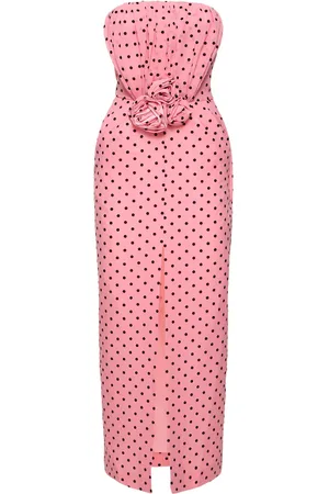Alessandra Rich Flocked Polka Dot Silk Georgette Dress