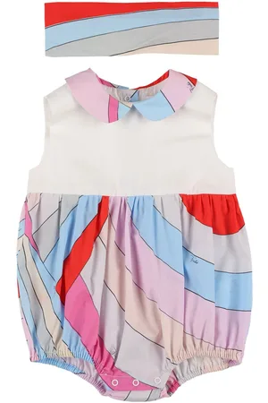 Puccini Printed Cotton Poplin Romper & Headband