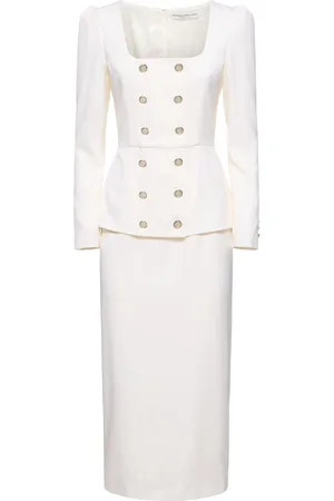 Alessandra Rich Light Wool Double Breasted Dress