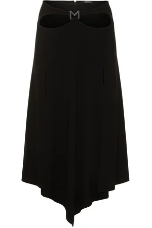 MUGLER Logo Jersey Cutout Midi Skirt