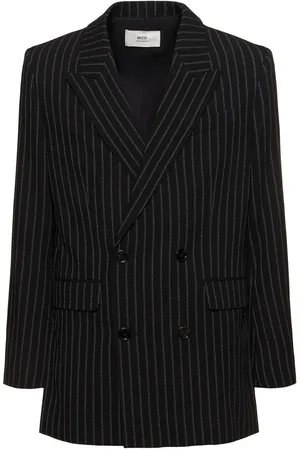 Ami Double Breast Wool Pinstripe Blazer
