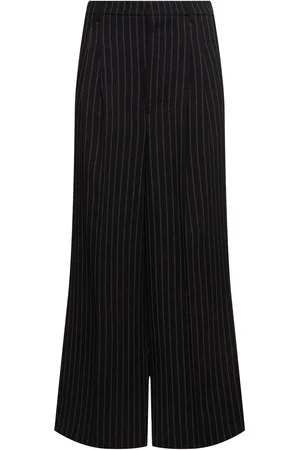 Ami Pinstripe Wool Crepe Wide Pants