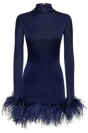 16Arlington Luna Jersey Mini Dress W/feathers