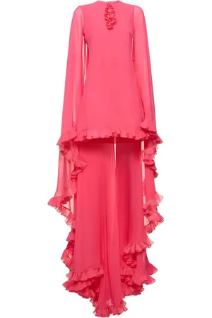 Giambattista Valli Silk Georgette L/s Mini Dress W/ Cape