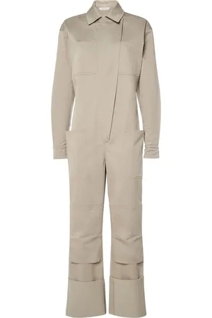 Max Mara Cotton Gabardine Jumpsuit W/shirt Collar