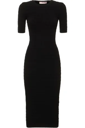 VALENTINO Stretch Knit Logo Midi Dress