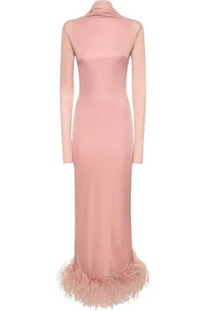 16Arlington Luna Tech Jersey Maxi Dress W/feathers
