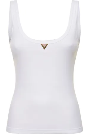 VALENTINO Cotton Ribbed Jersey Logo Tank Top